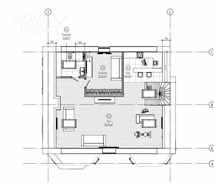 2-этажный коттедж 560 м² без отделки
