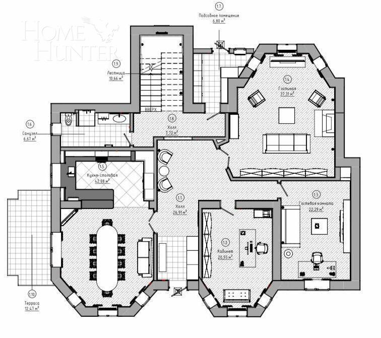 2-этажный коттедж 560 м² без отделки