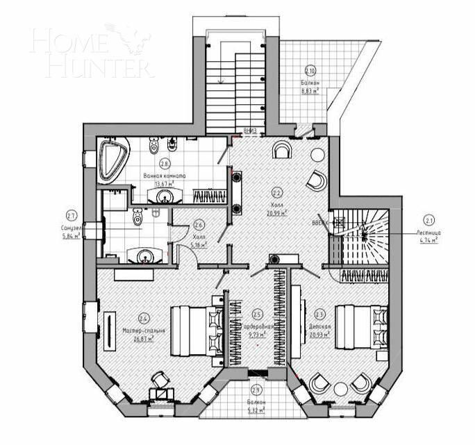 2-этажный коттедж 560 м² без отделки