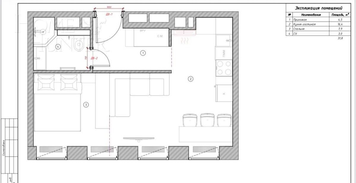 1-КОМН. КВАРТИРА С ОТДЕЛКОЙ 31 М² НА 14 ЭТАЖЕ