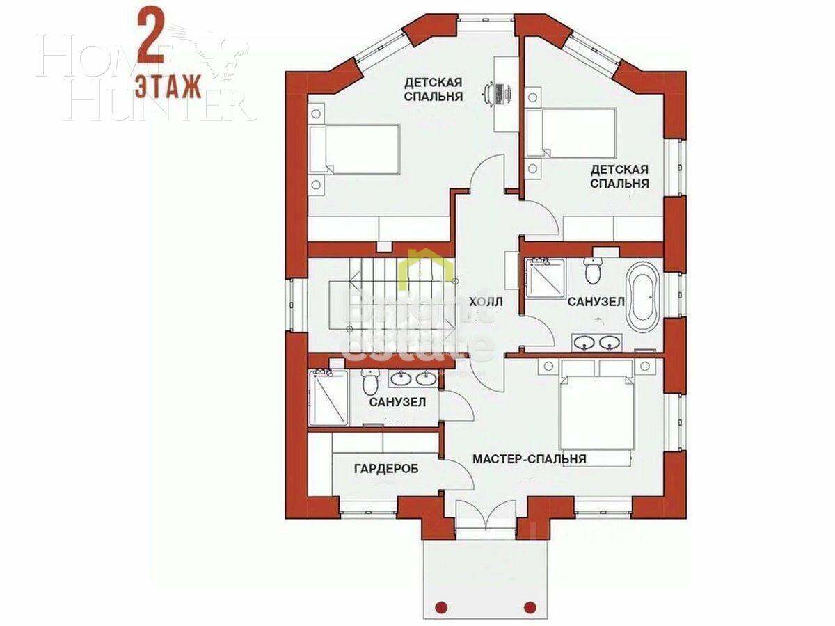 3-этажный коттедж 371.5 м² без отделки