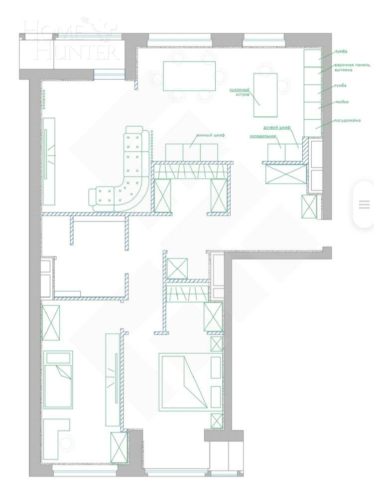 3-КОМН. КВАРТИРА С ОТДЕЛКОЙ 103 М² НА 15 ЭТАЖЕ