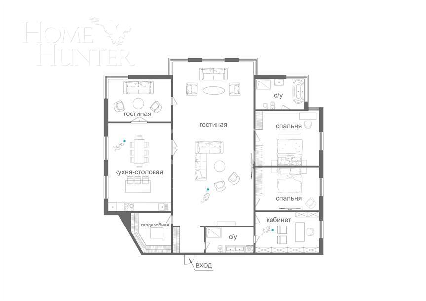 4-КОМН. КВАРТИРА С ОТДЕЛКОЙ 304.2 М² НА 4 ЭТАЖЕ