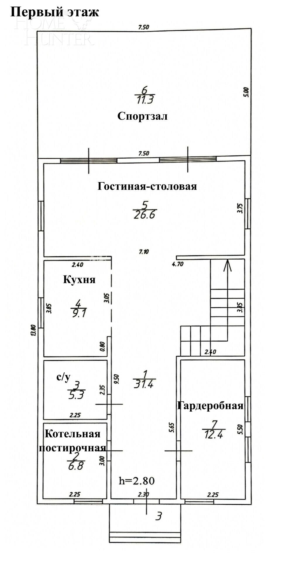 1-этажный коттедж 220 м² с отделкой
