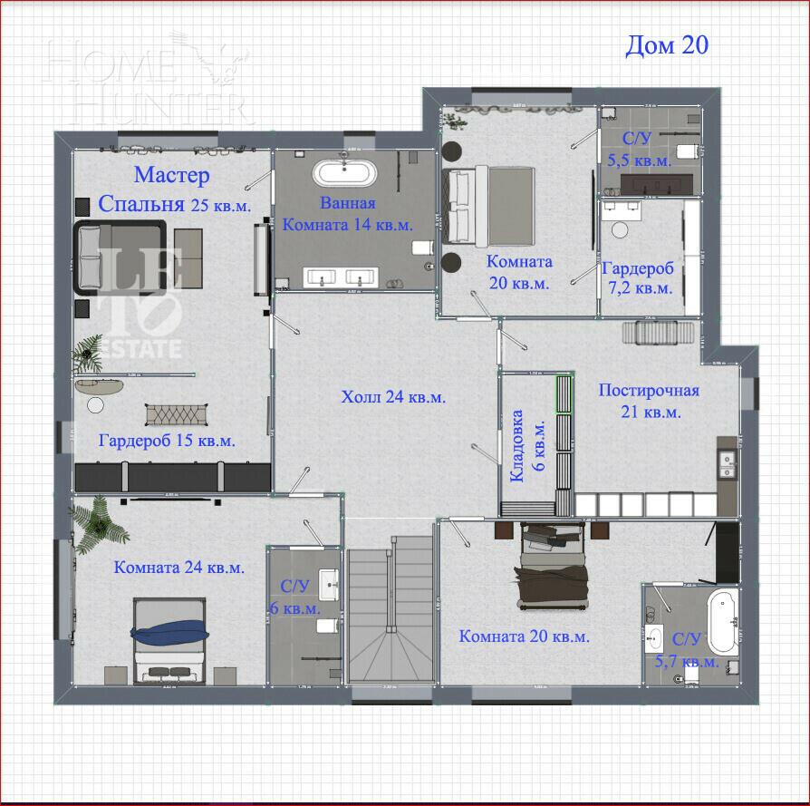 1-этажный коттедж 416 м² с отделкой
