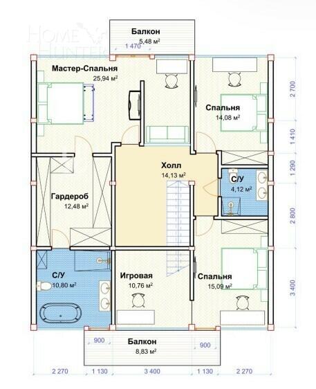 2-этажный коттедж 240 м² с отделкой
