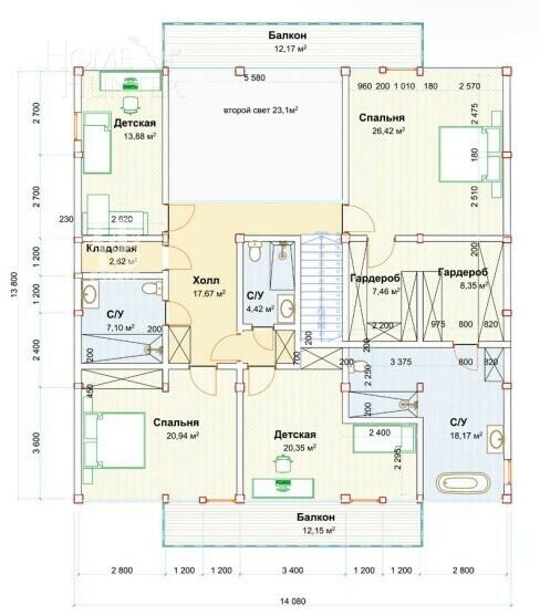 2-этажный коттедж 349 м² без отделки