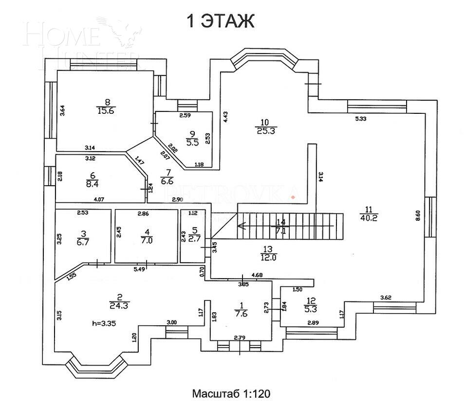 1-этажный коттедж 488.7 м² с отделкой