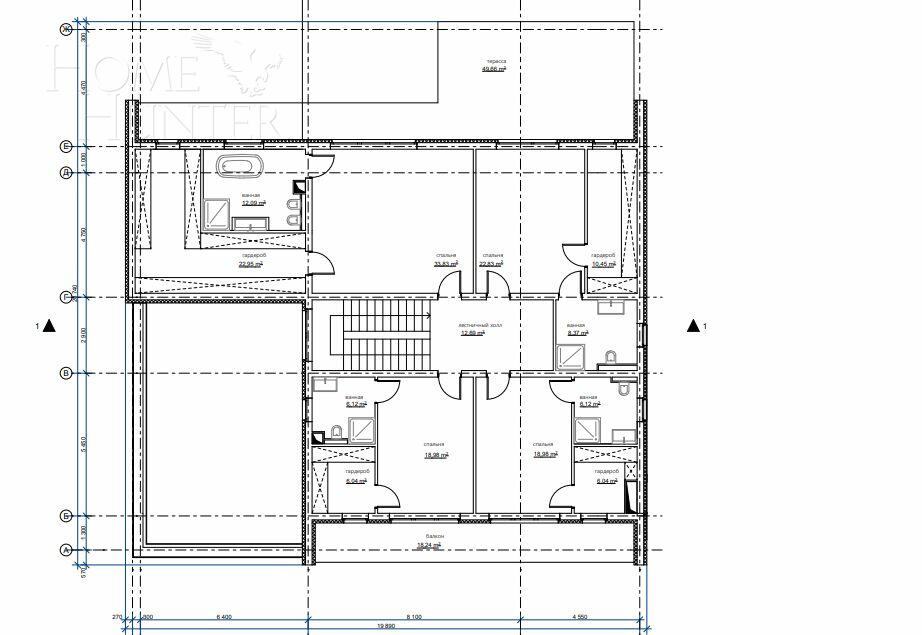 2-этажный коттедж 604 м² без отделки