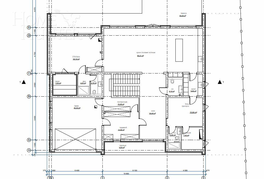 2-этажный коттедж 604 м² без отделки