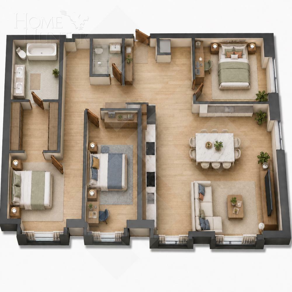 4-КОМН. КВАРТИРА БЕЗ ОТДЕЛКИ 154 М² НА 10 ЭТАЖЕ