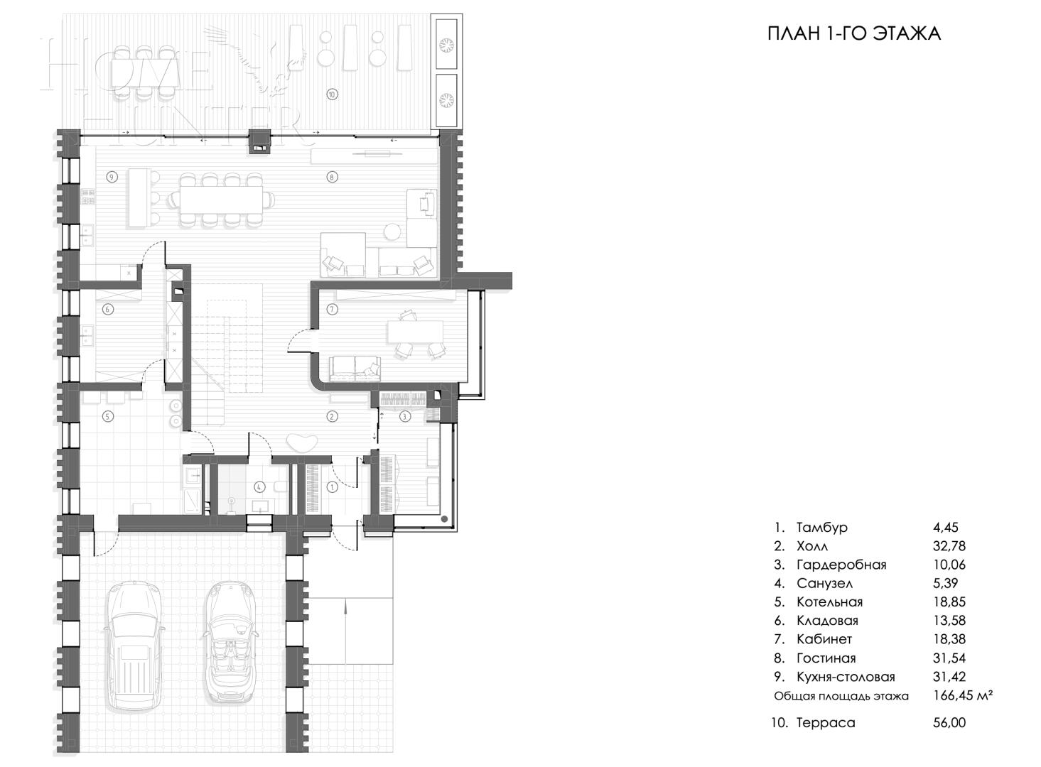 2-этажный коттедж 380 м² без отделки