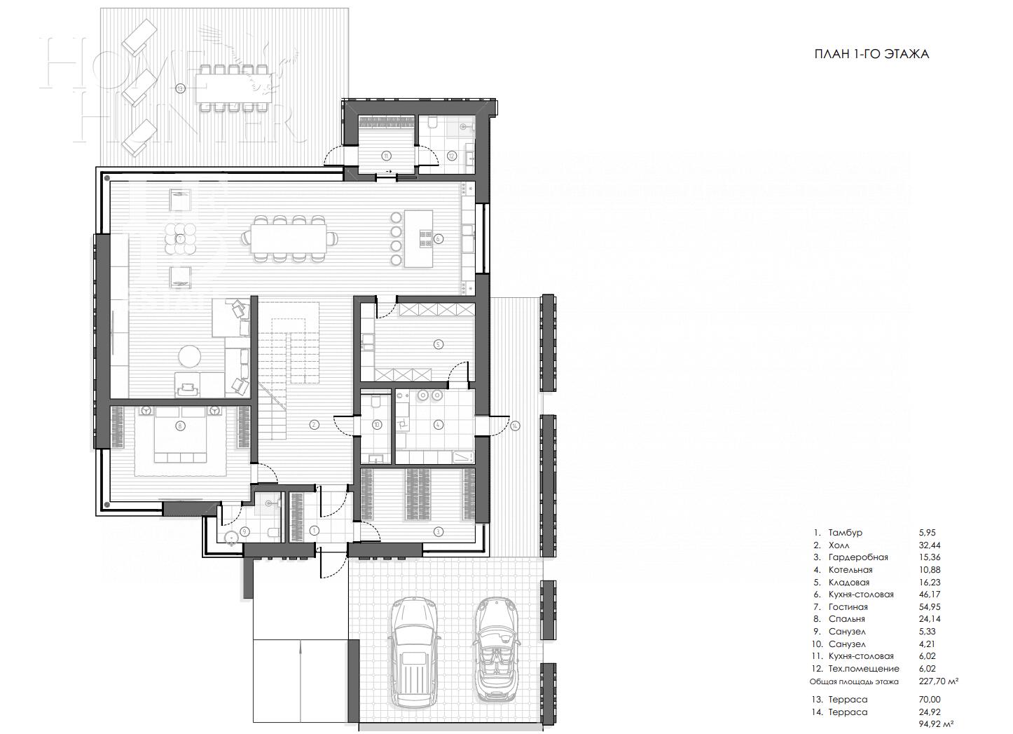 2-этажный коттедж 540 м² без отделки