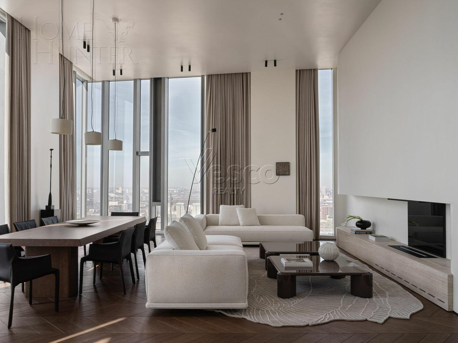 2-УРОВНЕВЫЙ ПЕНТХАУС С ОТДЕЛКОЙ 465.5 М² НА 52 ЭТАЖЕ