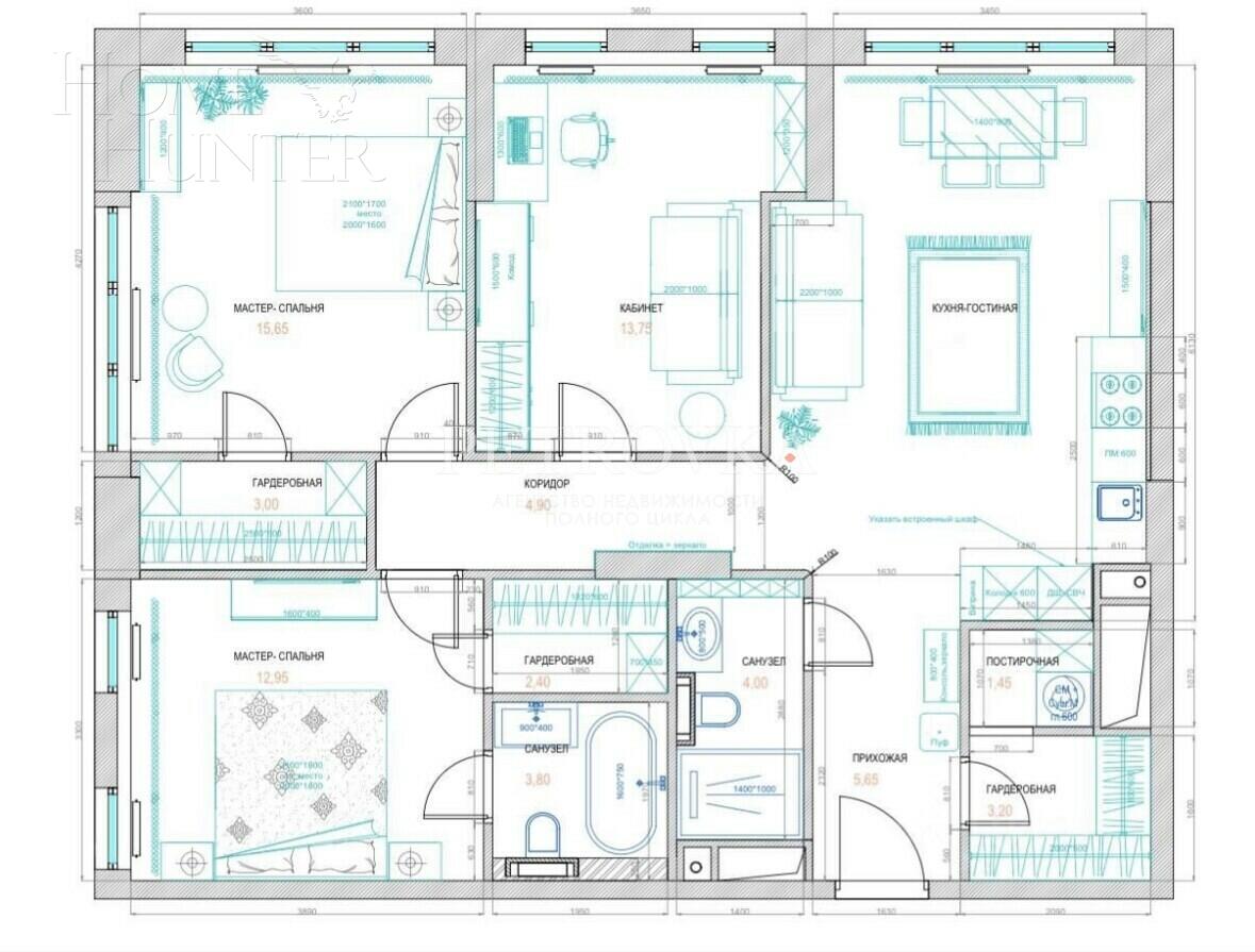 4-КОМН. КВАРТИРА С ОТДЕЛКОЙ 97.5 М² НА 17 ЭТАЖЕ