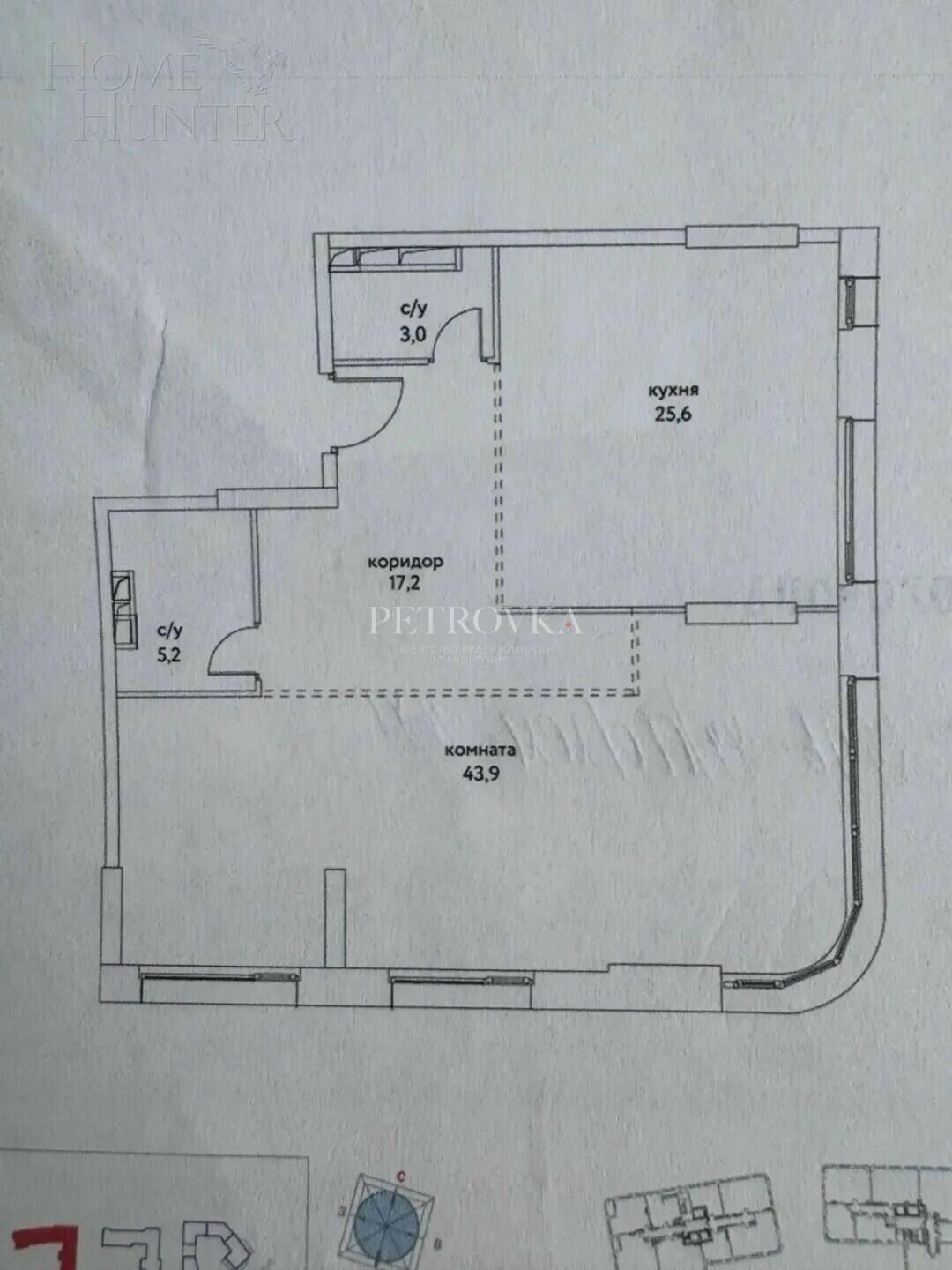 3-КОМН. КВАРТИРА БЕЗ ОТДЕЛКИ 94.6 М² НА 6 ЭТАЖЕ
