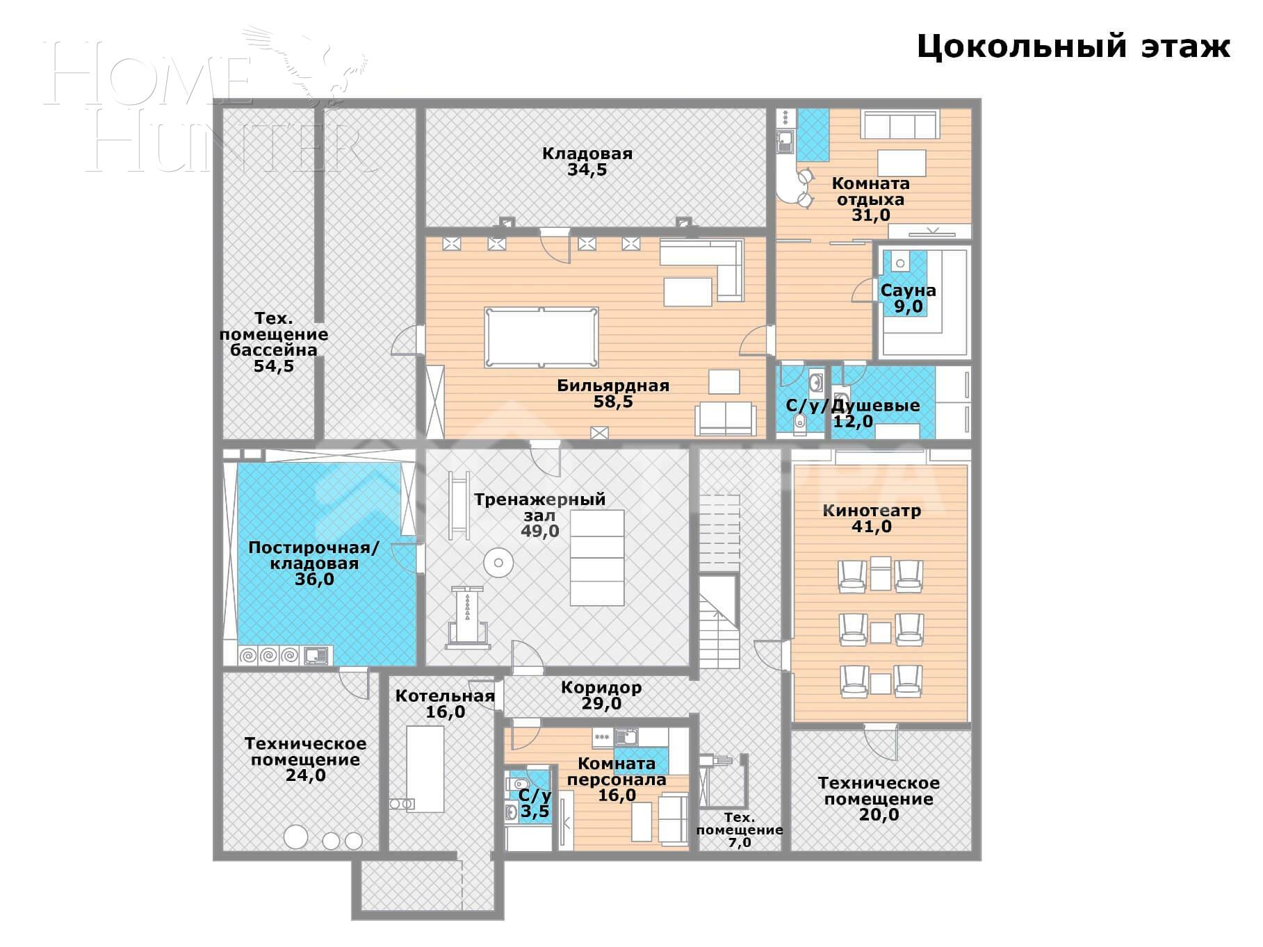 2-этажный коттедж 1 500 м² с отделкой