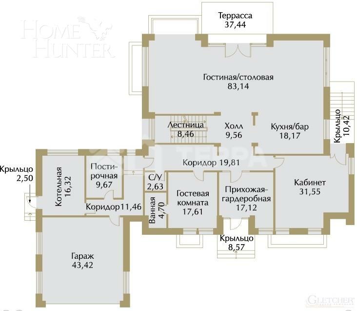 2-этажный коттедж 793.82 м² без отделки