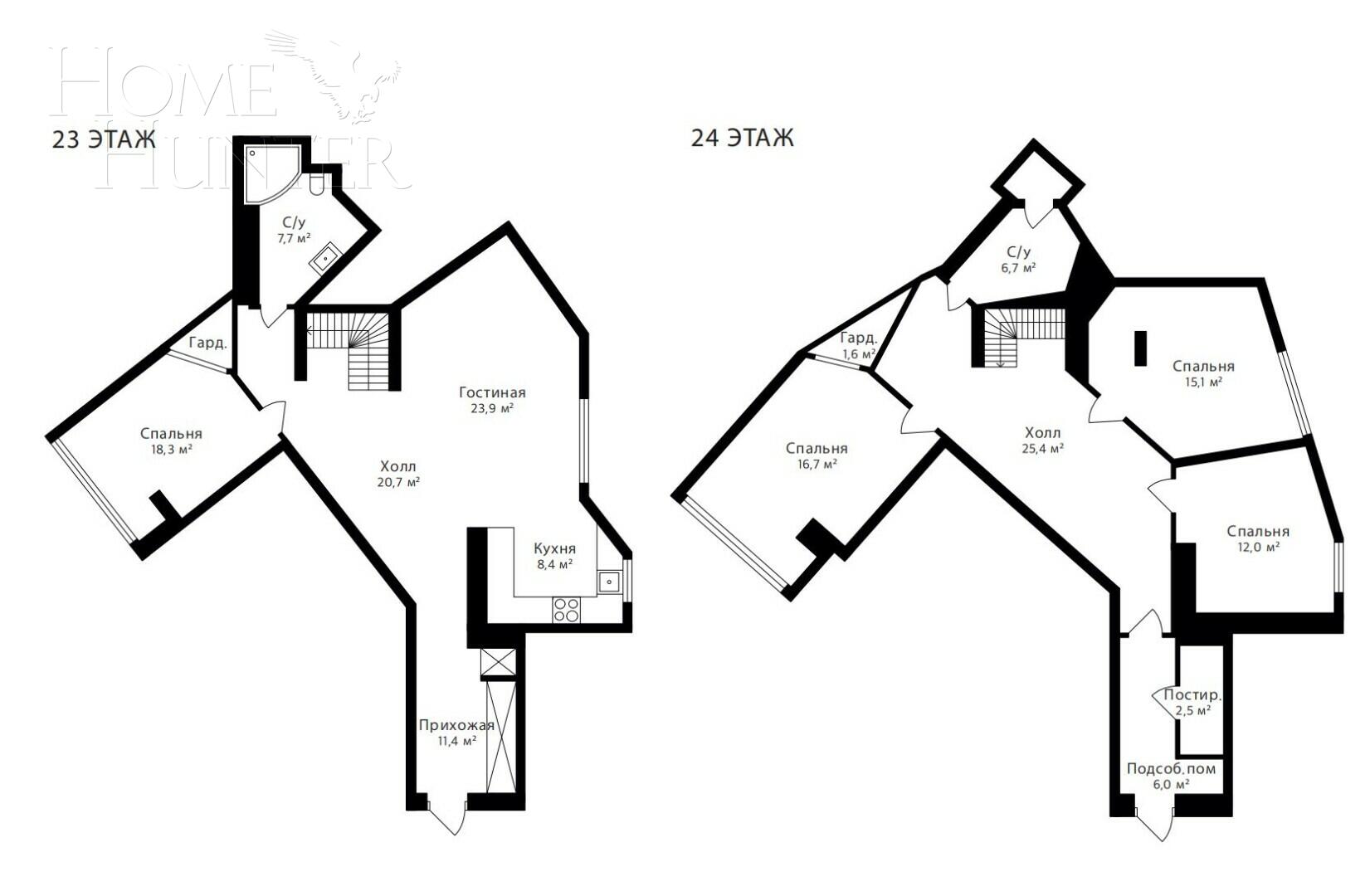 2-УРОВНЕВАЯ КВАРТИРА С ОТДЕЛКОЙ 186 М² НА 23 ЭТАЖЕ