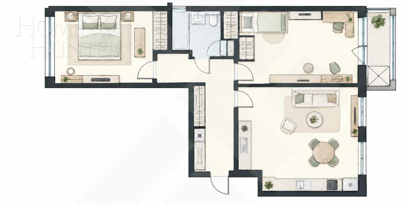 2-КОМН. КВАРТИРА С ОТДЕЛКОЙ 68 М² НА 2 ЭТАЖЕ