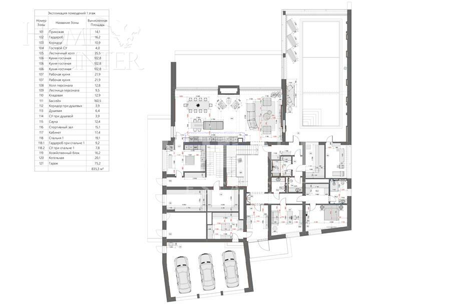 2-этажный коттедж 1 400 м² с отделкой