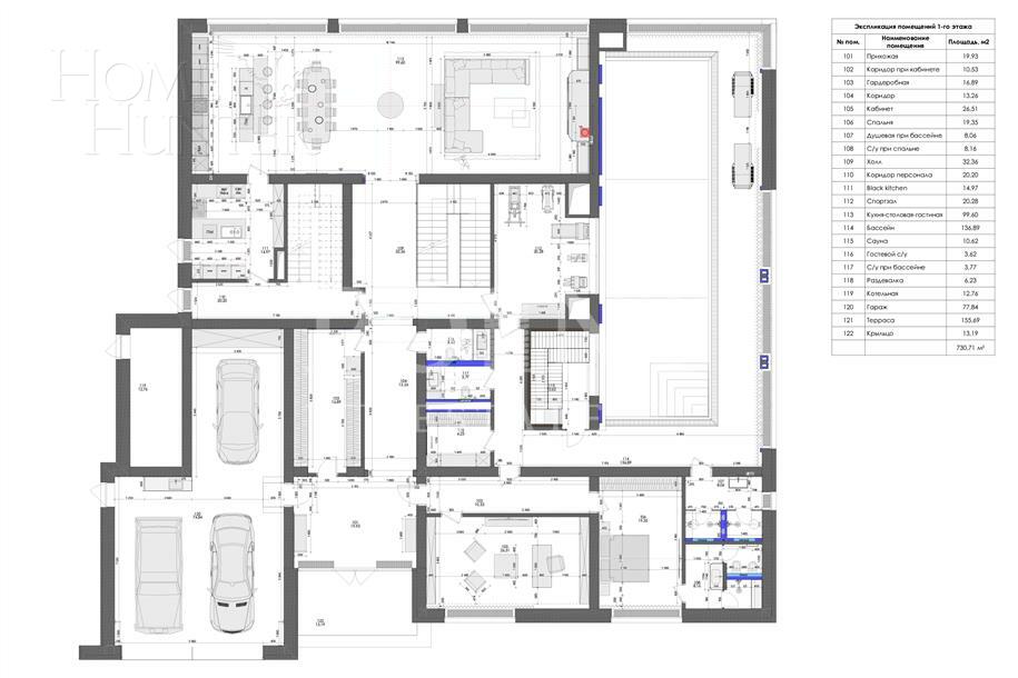 2-этажный коттедж 1 400 м² с отделкой
