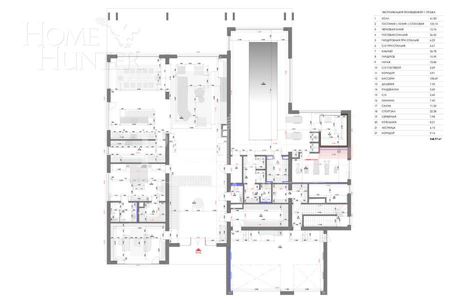 2-этажный коттедж 1 900 м² с отделкой