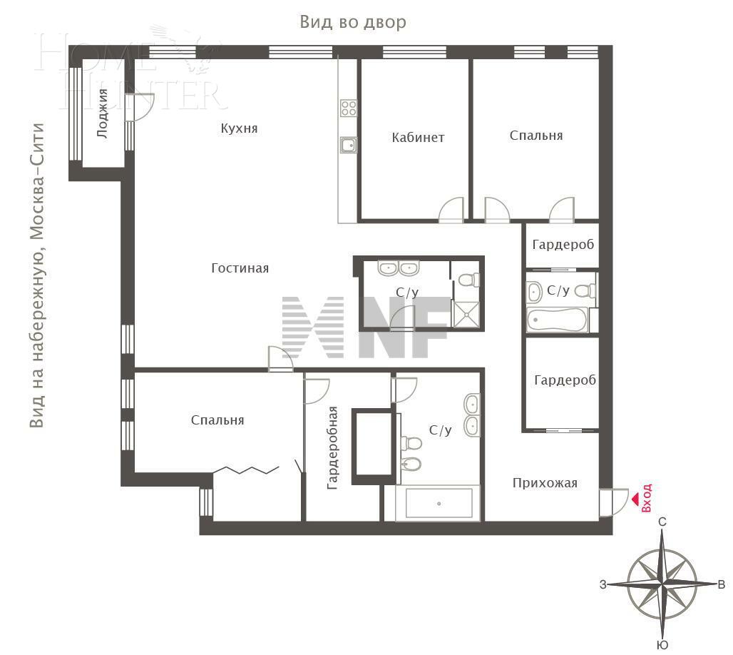 5-КОМН. КВАРТИРА БЕЗ ОТДЕЛКИ 214.3 М² НА 15 ЭТАЖЕ