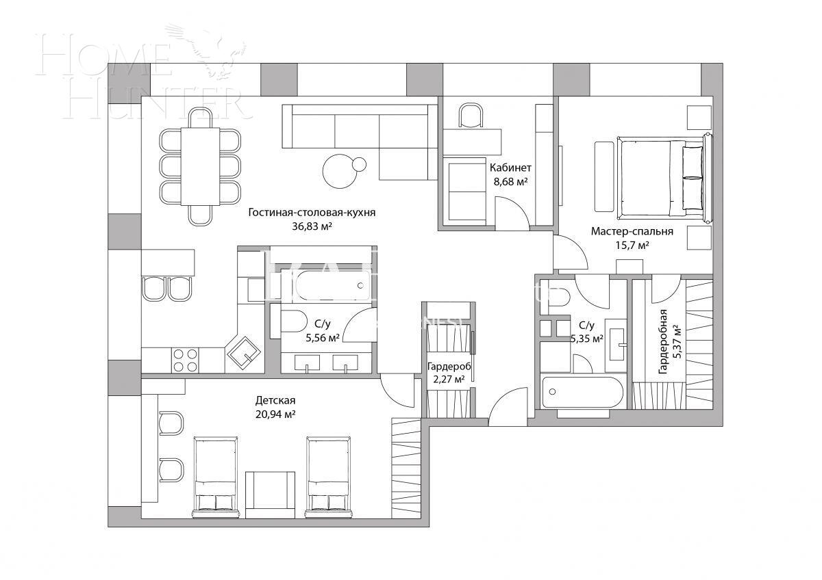 4-КОМН. КВАРТИРА С ОТДЕЛКОЙ 112.8 М² НА 10 ЭТАЖЕ