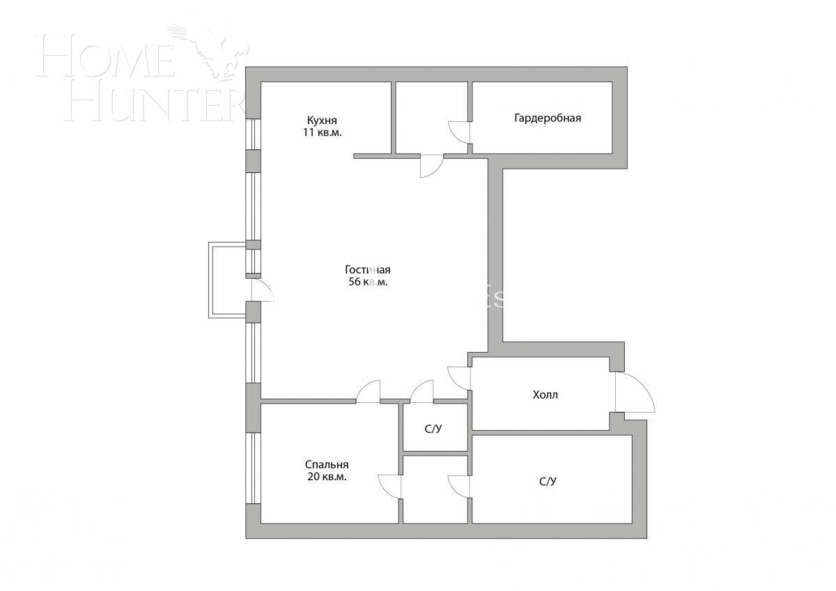 2-КОМН. КВАРТИРА С ОТДЕЛКОЙ 125.4 М² НА 8 ЭТАЖЕ