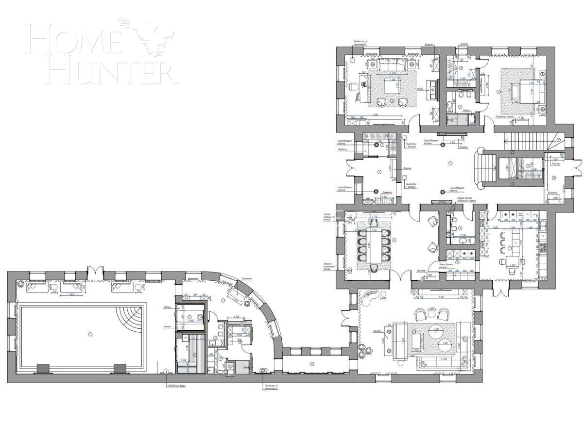 2-этажный коттедж 1 400 м² без отделки