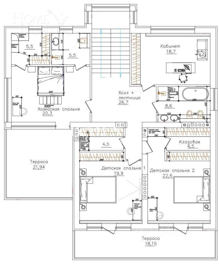 2-этажный коттедж 2 534.2 м² без отделки