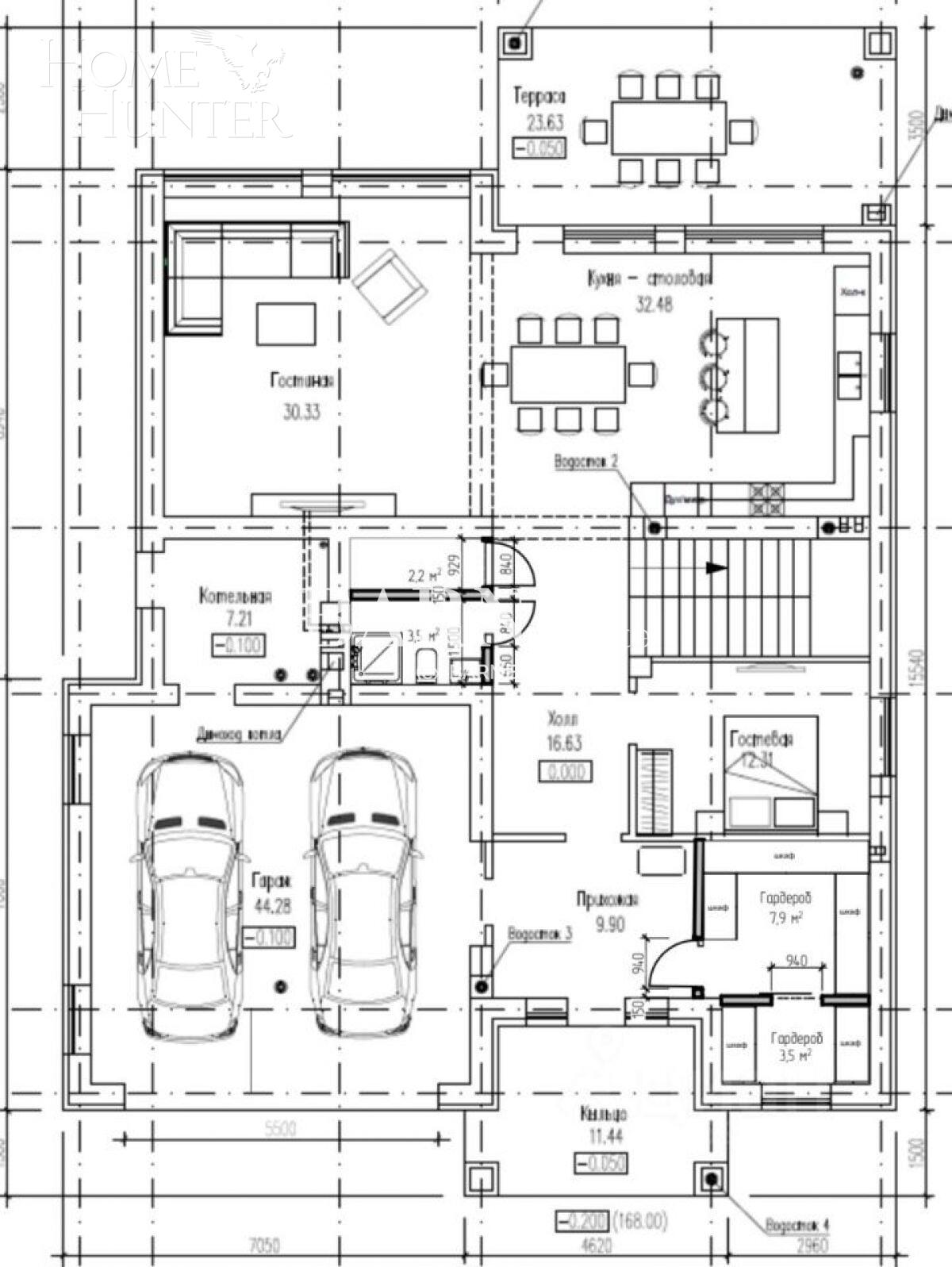 2-этажный коттедж 350 м² без отделки