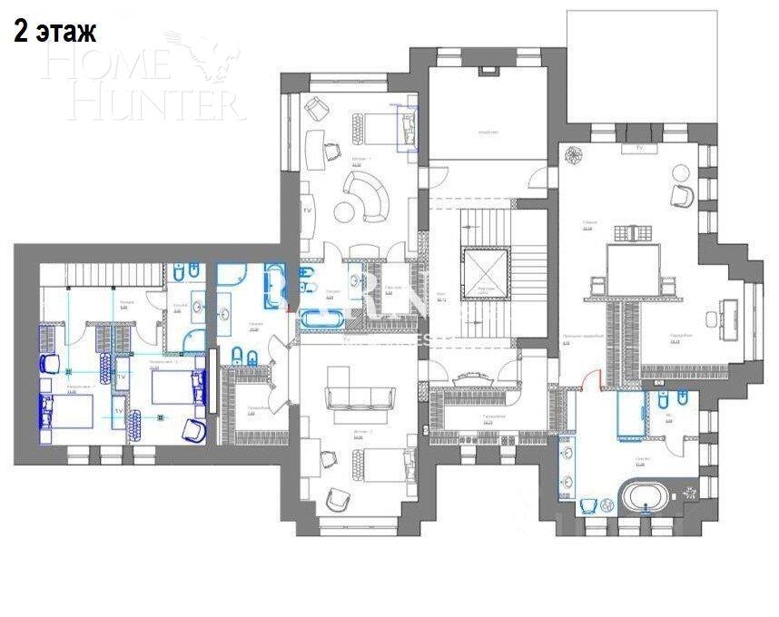 2-этажный коттедж 900 м² с отделкой