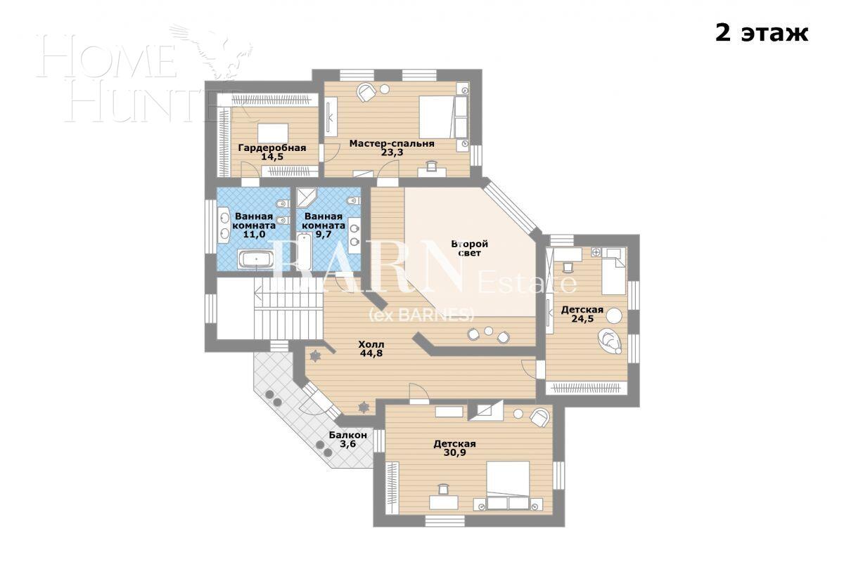 3-этажный коттедж 700 м² без отделки