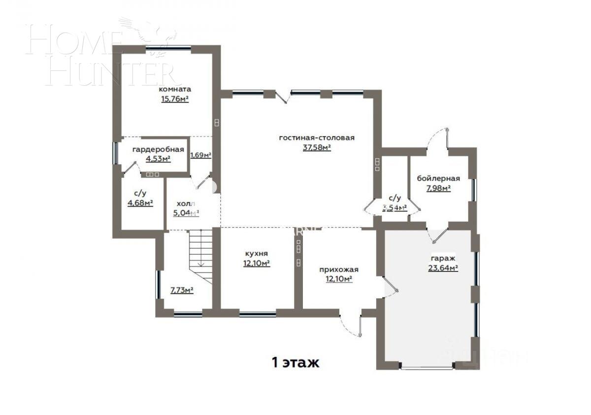 2-этажный коттедж 244.5 м² без отделки