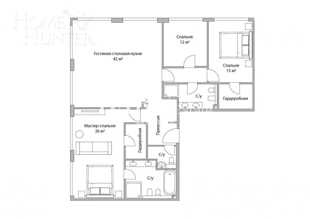 4-КОМН. КВАРТИРА С ОТДЕЛКОЙ 135 М² НА 35 ЭТАЖЕ