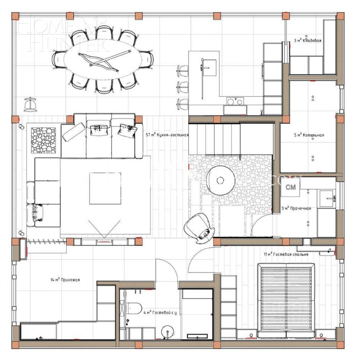 2-этажный коттедж 261 м² с отделкой