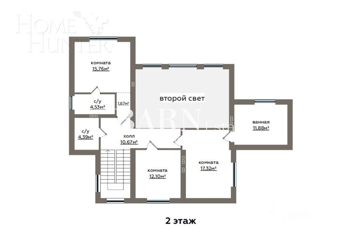2-этажный коттедж 244.5 м² без отделки