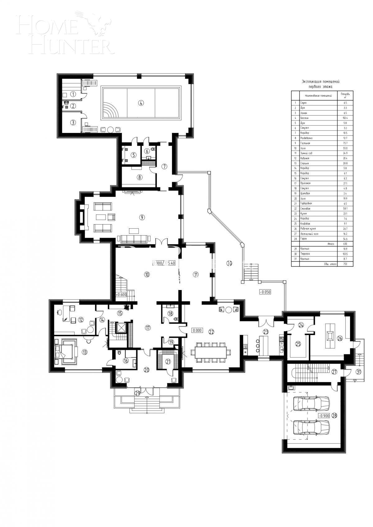 2-этажный коттедж 1 700 м² без отделки