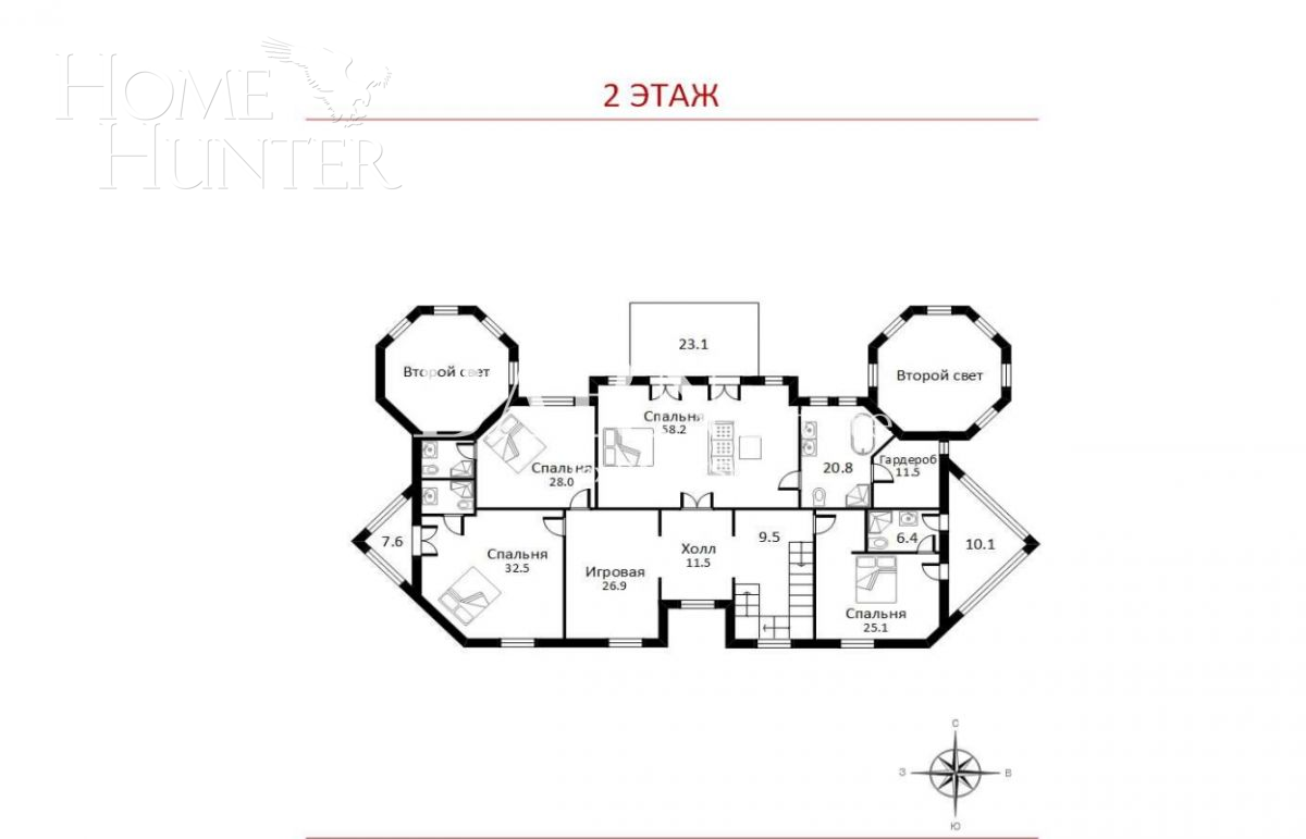 2-этажный коттедж 1 400 м² с отделкой