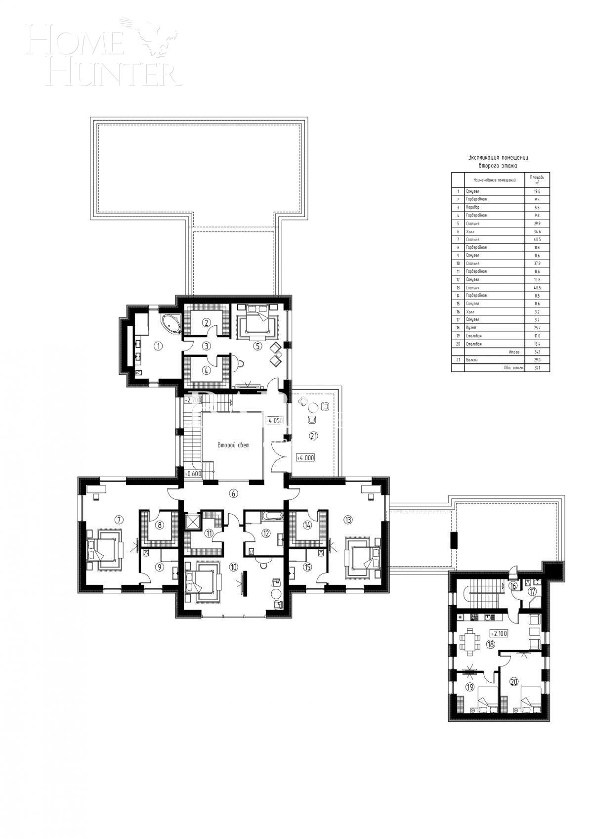 2-этажный коттедж 1 700 м² без отделки