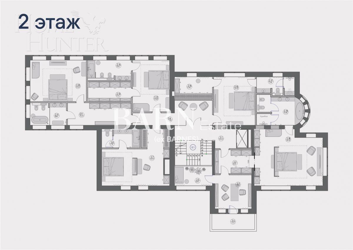 4-этажный коттедж 1 269 м² без отделки