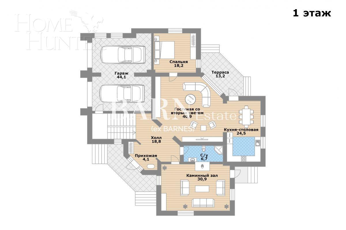 3-этажный коттедж 700 м² без отделки