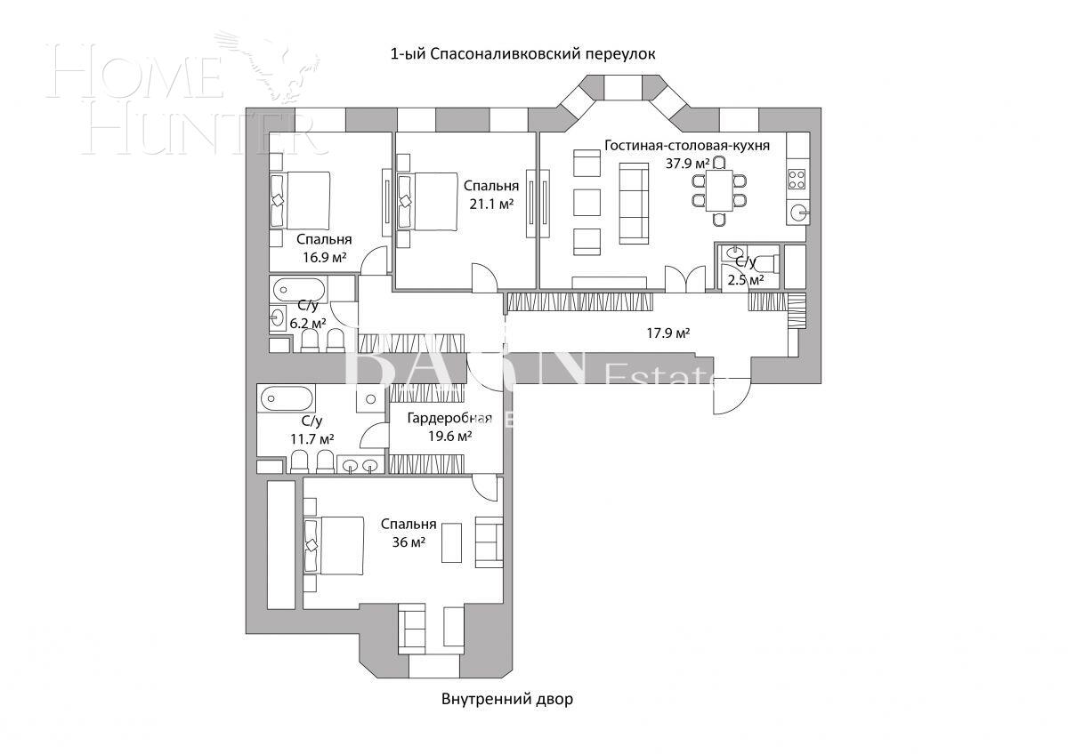 4-КОМН. КВАРТИРА БЕЗ ОТДЕЛКИ 169.8 М² НА 6 ЭТАЖЕ