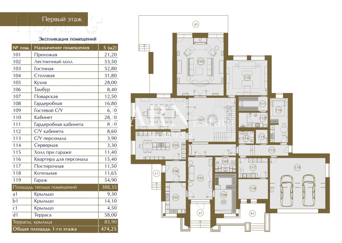 2-этажный коттедж 1 015.19 м² с отделкой