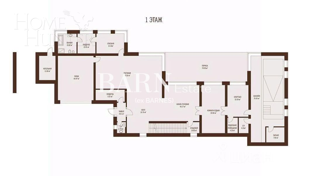 2-этажный коттедж 917.6 м² без отделки