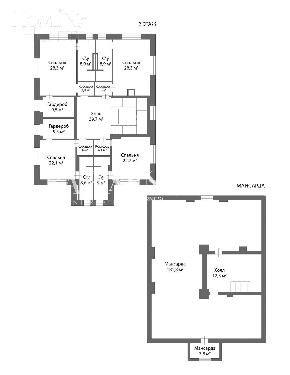 2-этажный коттедж 2 800 м² без отделки