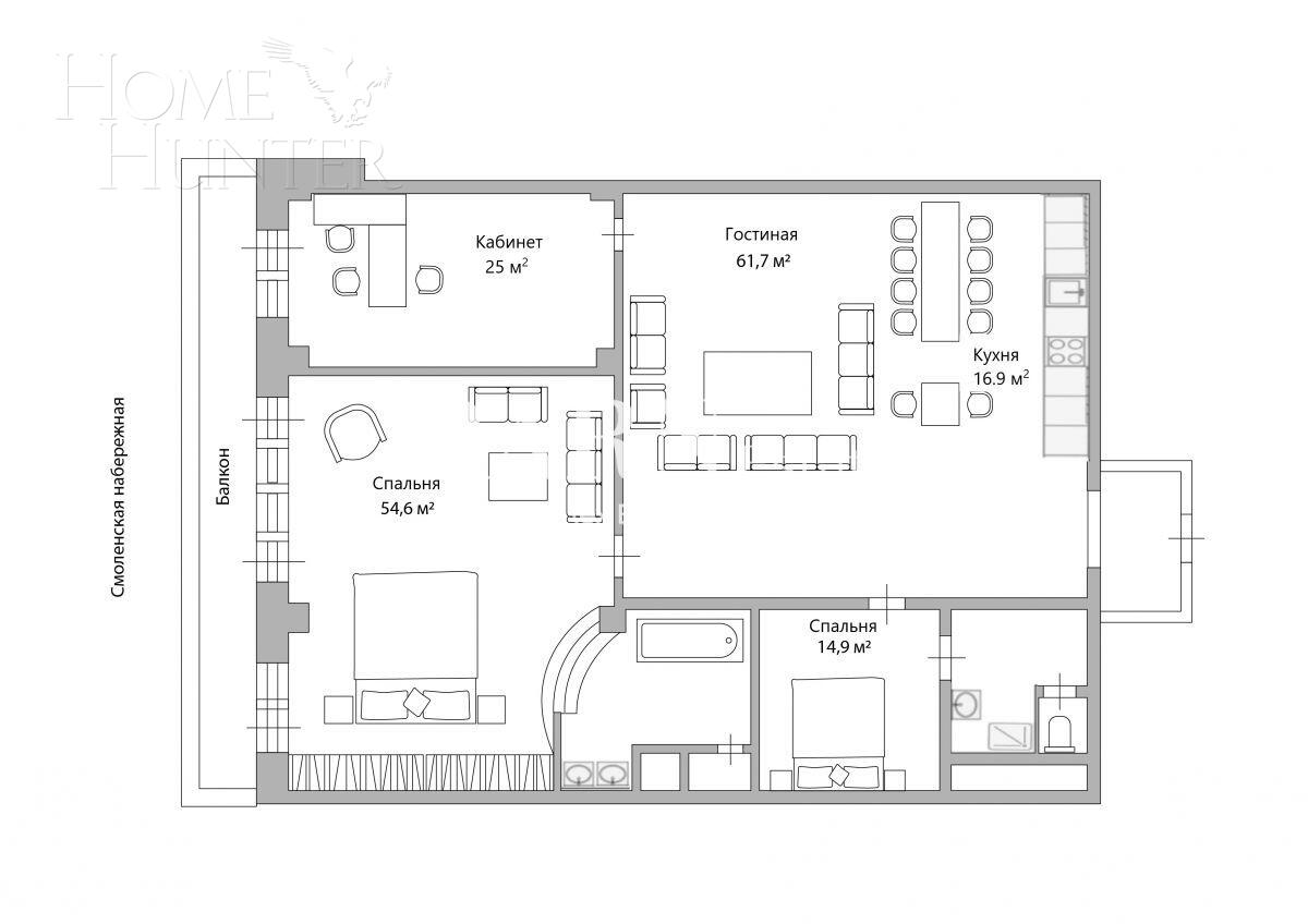 3-КОМН. КВАРТИРА С ОТДЕЛКОЙ 205 М² НА 10 ЭТАЖЕ