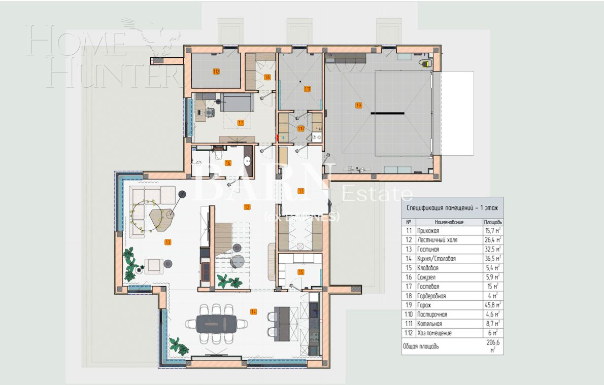 2-этажный коттедж 638 м² с отделкой
